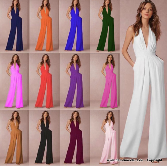 Sexy Damen Jumpsuit Einteiler Birte Overall in versch. Farben