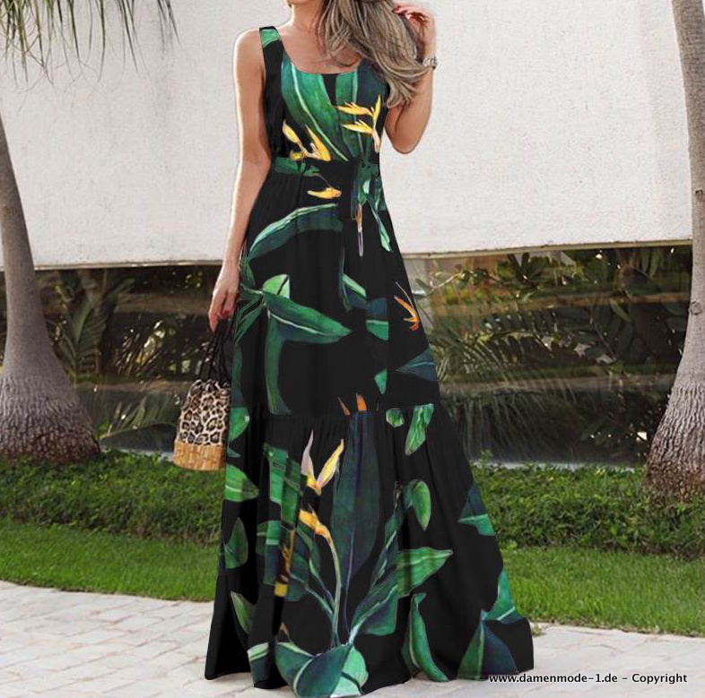 A Linie Print Maxi Sommerkleid Online