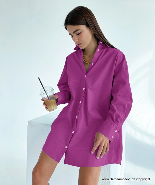 A Linie Oversize Damen Bluse in Lila