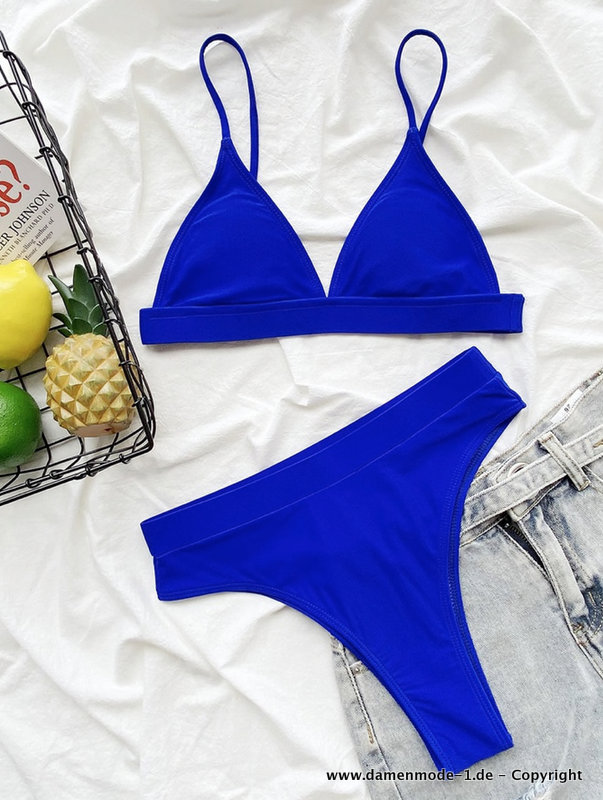 Bikini mit Hohe Taille in Blau