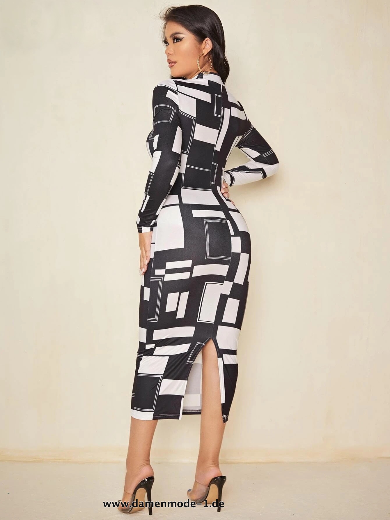 Bodycon Midi Kleid für Damen Knielang in Weiß