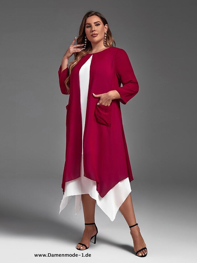 Chiffon Plus Größe Kleid Herbst Langarm