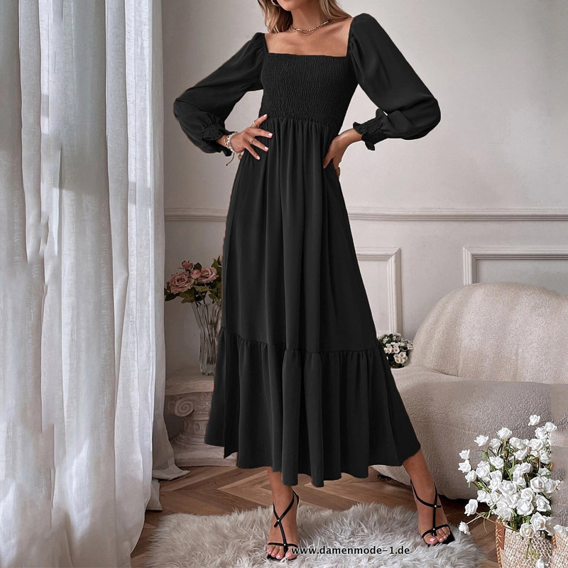 Damen Boho Vintage Sommerkleid in Schwarz