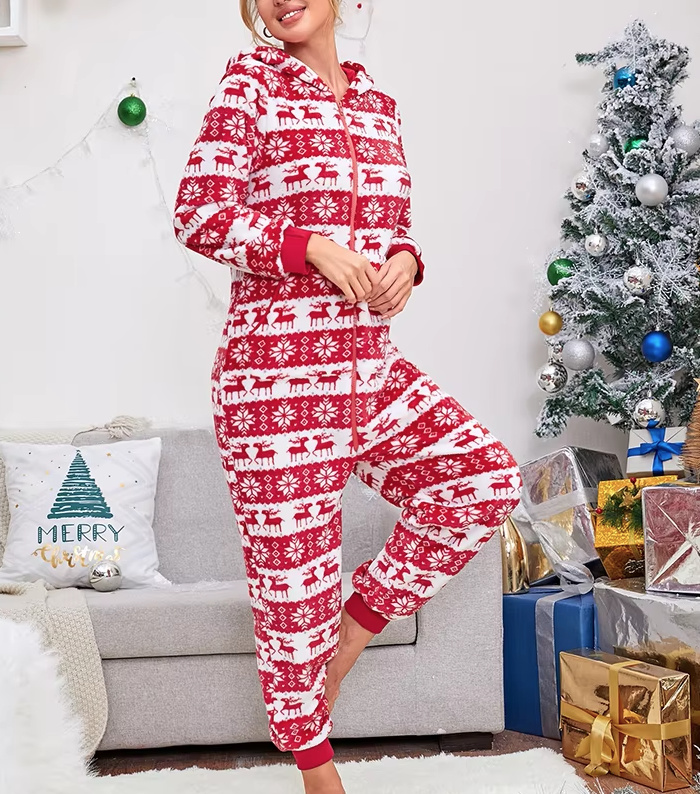 Damen Hausanzug Overall Playsuit Charis mit Weihnachtsmotiv