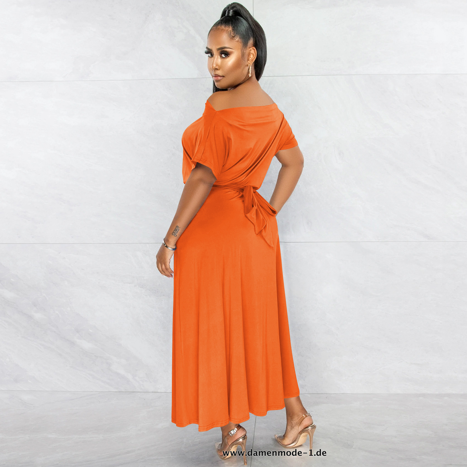 Damen Maxikleid 2023 Sommer 2023 in Orange