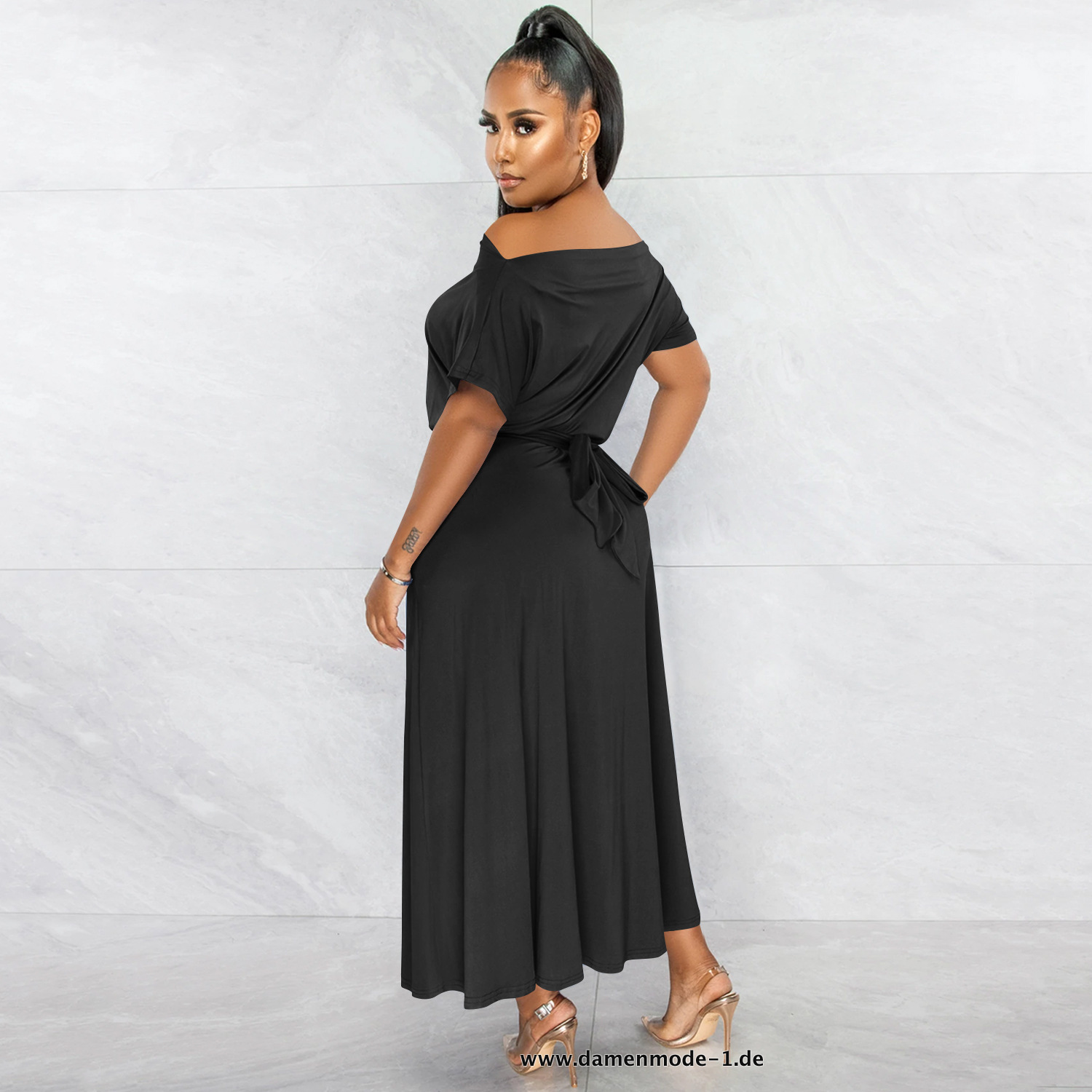 Damen Maxikleid Sommer in Schwarz