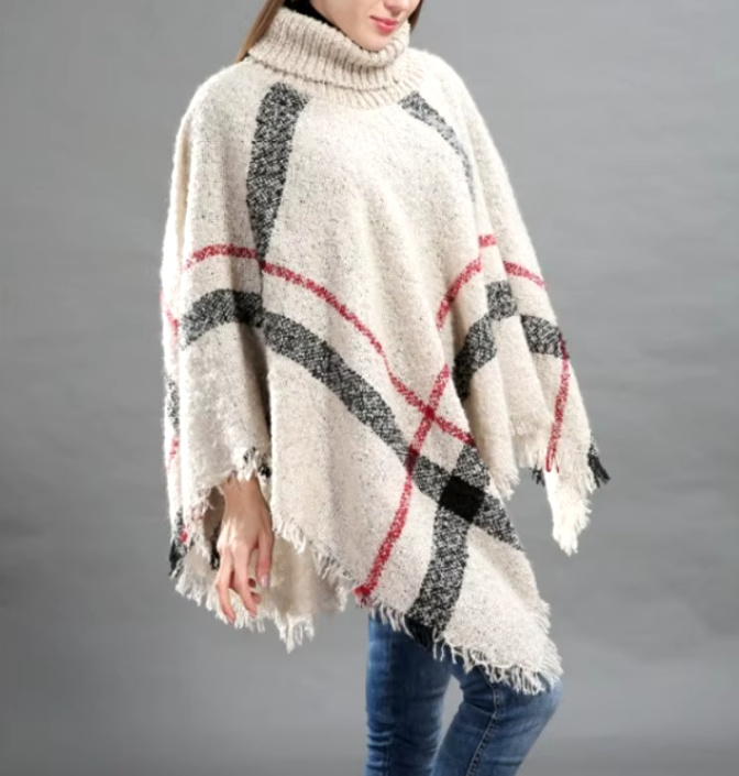 Damen Poncho Christel Strickjacke Beige