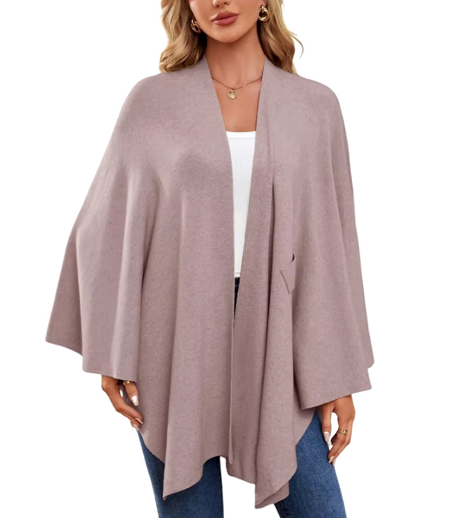 Elegantes Damen Kaschmir Cape Poncho in Lachs