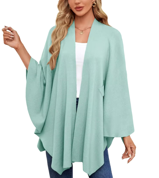 Elegantes Damen Kaschmir Cape Poncho in Mintgrün