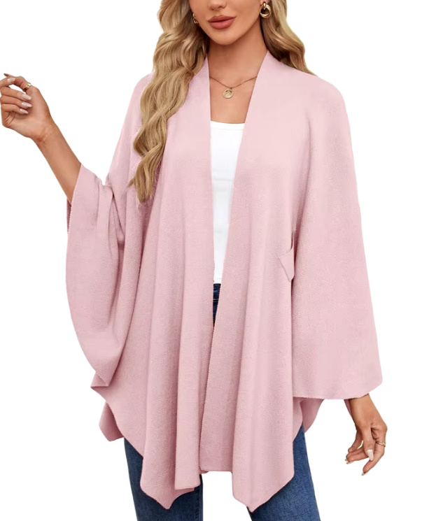 Elegantes Damen Kaschmir Cape Poncho in Rosa