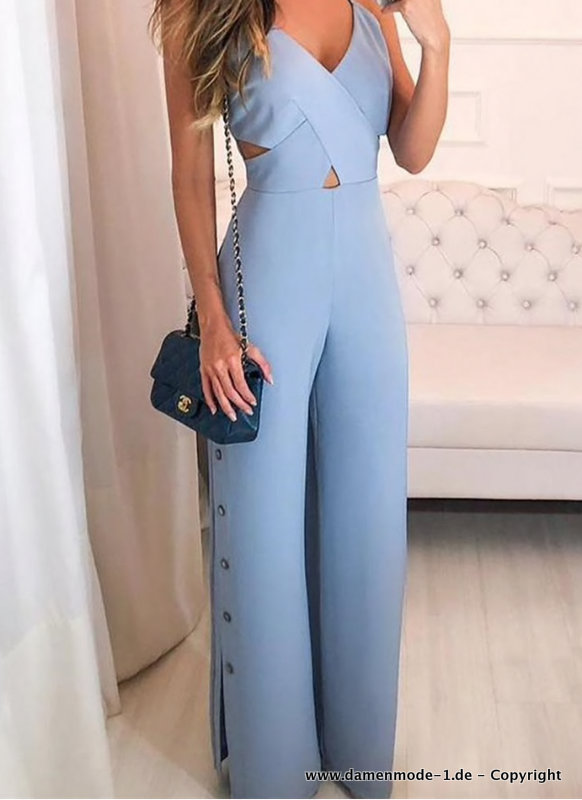 I Linie Jumpsuit Einteiler Overall Lang mit Kreuzmuster