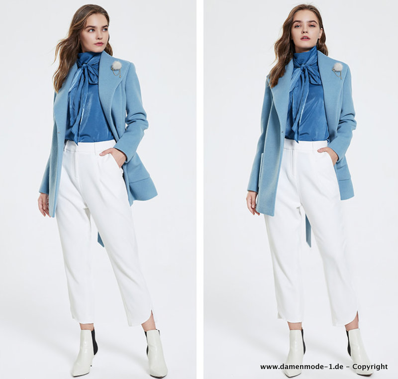 Kurze Outwear Jacke Mit Gürtel Elegant in Hellblau