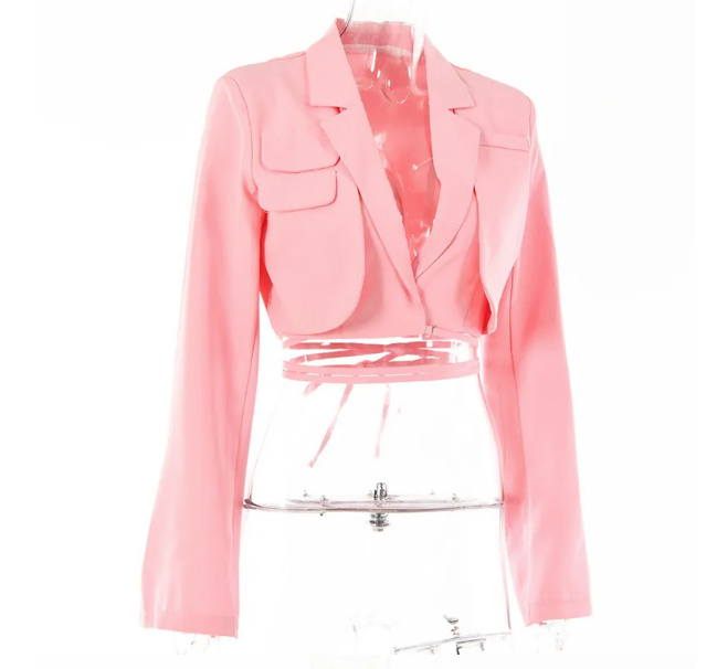 Neue Mode Damen Blazer Aimée zum Wickeln in Rosa