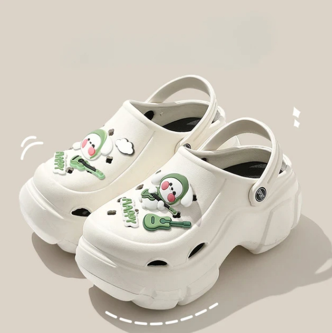 Plateau Damen Cartoon Clogs Carmina in Weiß