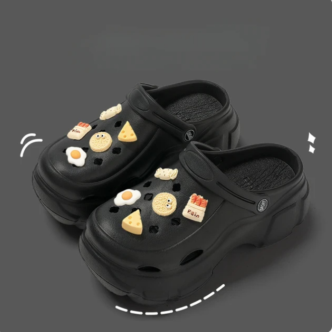 Plateau Damen Cartoon Clogs Caro in Schwarz