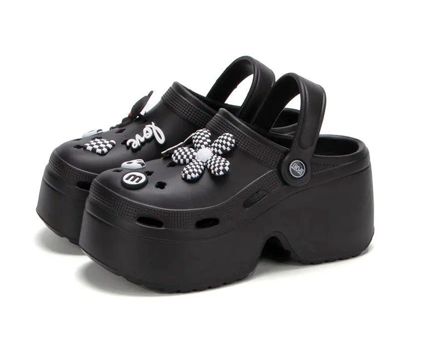 Plateau Sommer Clogs für Damen in Schwarz