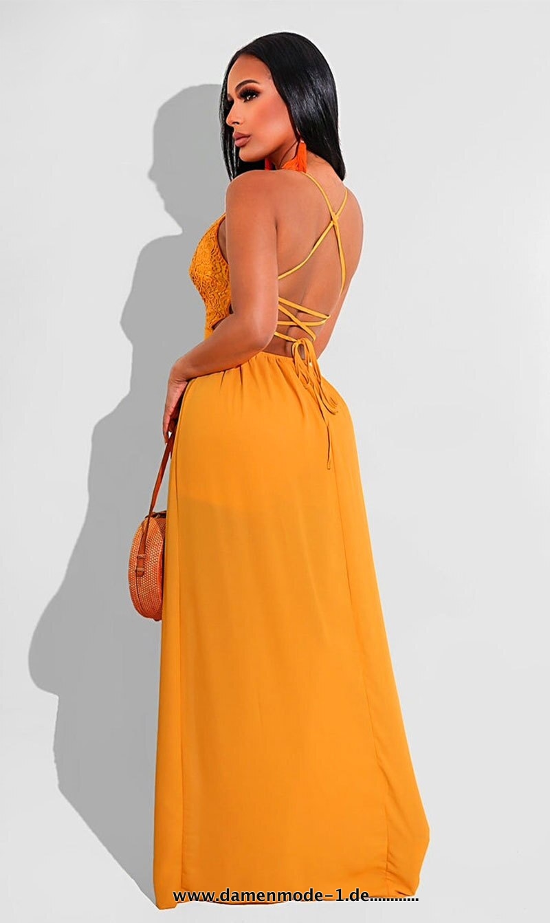 Maxikleid Sommer Kleid in Orange