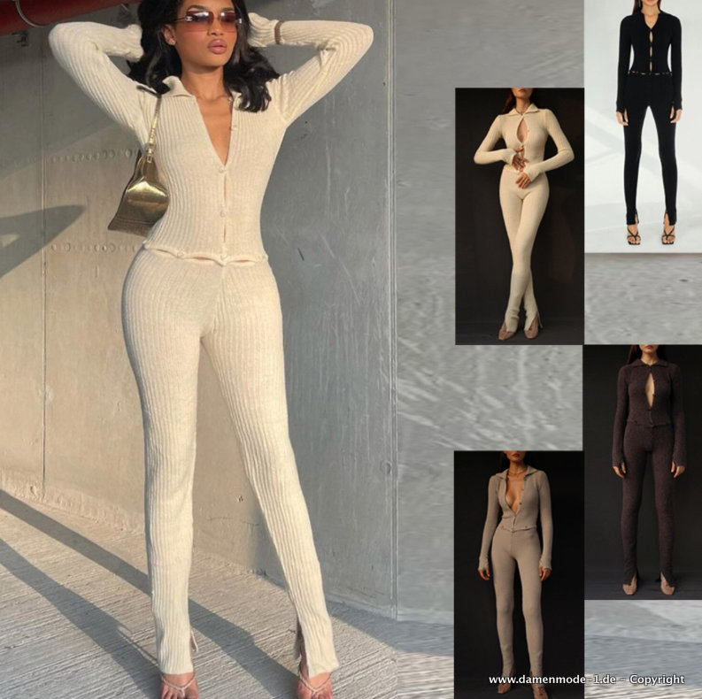 Sexy Overall Jumpsuit Einteiler zum Knöpfen in versch Farben