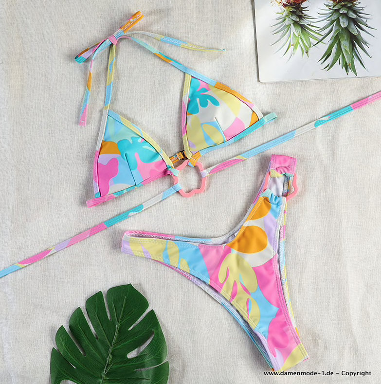 Süße Neckholder Träger Bikini mit Blumen