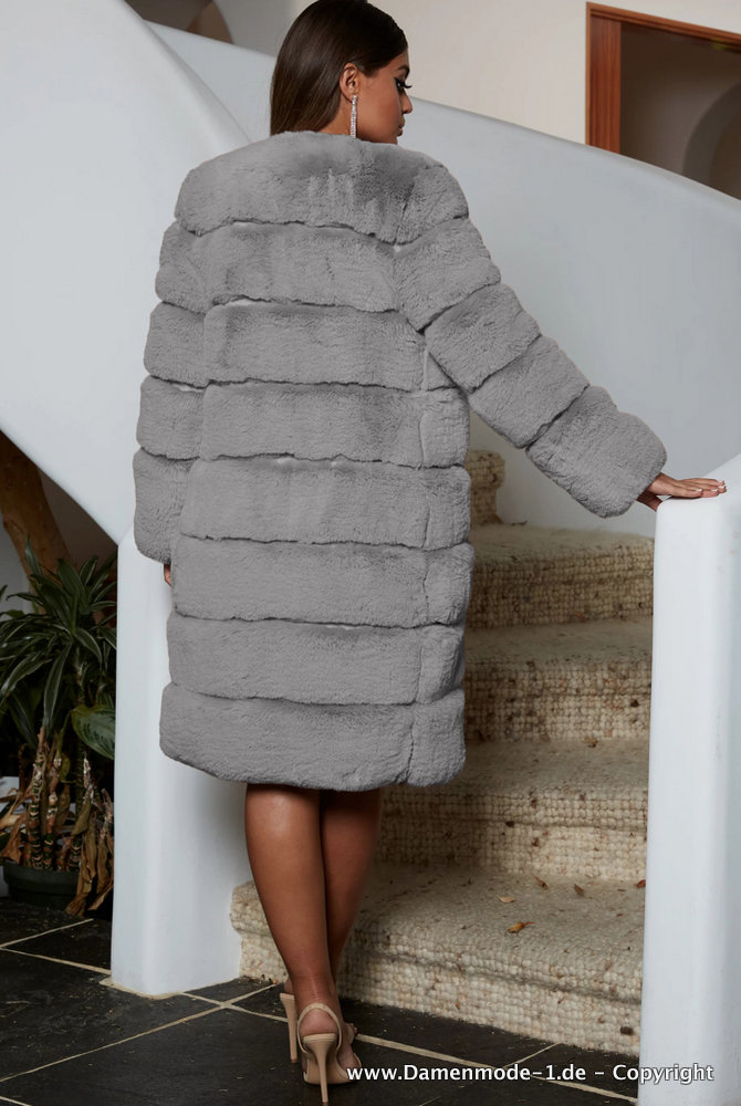 Warme Plüsch Winter Jacke Arlene für Damen in Silber