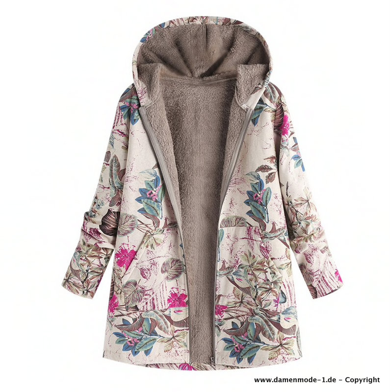 Warme Winter Jacke Parka mit Blumen Muster