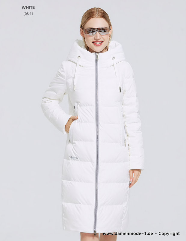 Warme Winter Parka Jacke für Damen Winddicht in Weiß