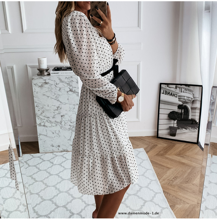 Weiß Polka Dot Maxi Kleid