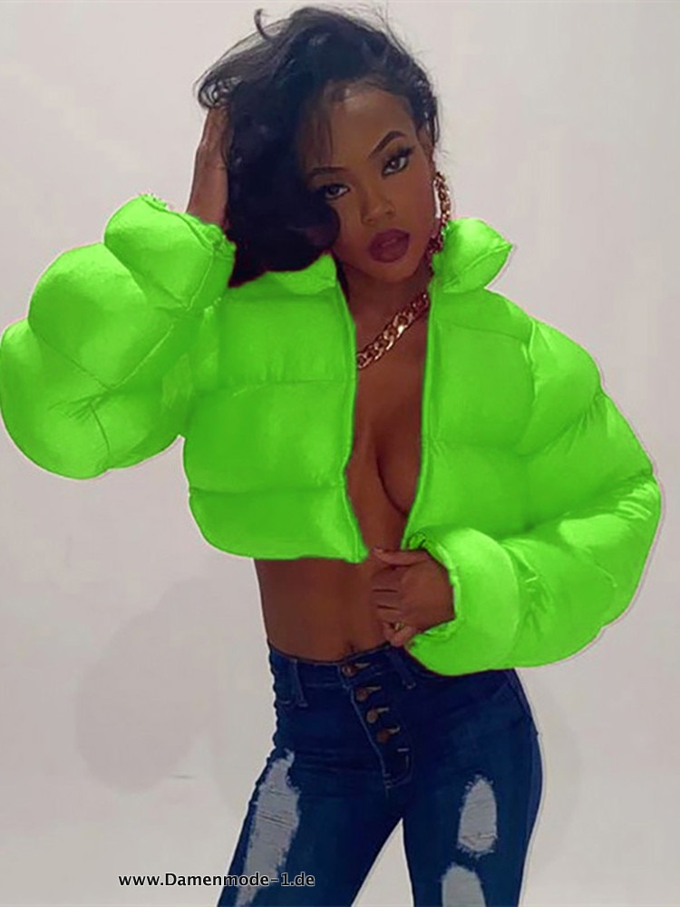 Winter Parker mit Stehkragen Dicke Jacke 2023 in Neon