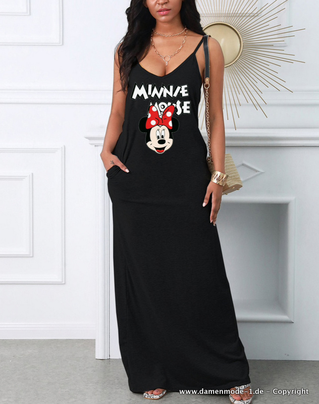 Minnie Sommerkleid Lang in Schwarz