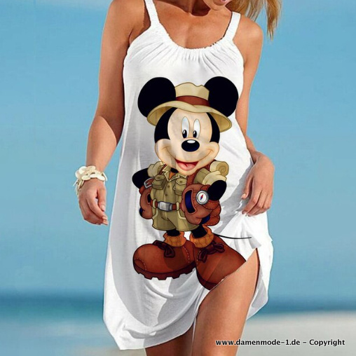 Disney - Mickey Minnie Sommerkleid Knielang Weiß