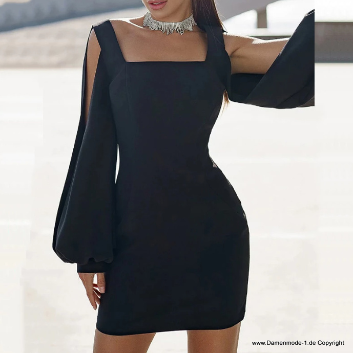 Sexy Bleistift Langarm Cut Out Kleid Birga Elegant in Schwarz