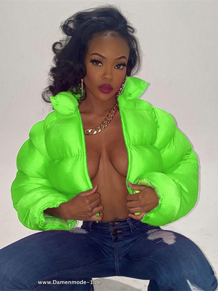 Winter Parker mit Stehkragen Dicke Jacke 2023 in Neon