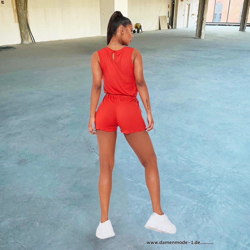 Tank Top Look Freizeit Jumpsuit Streetwear in Rot