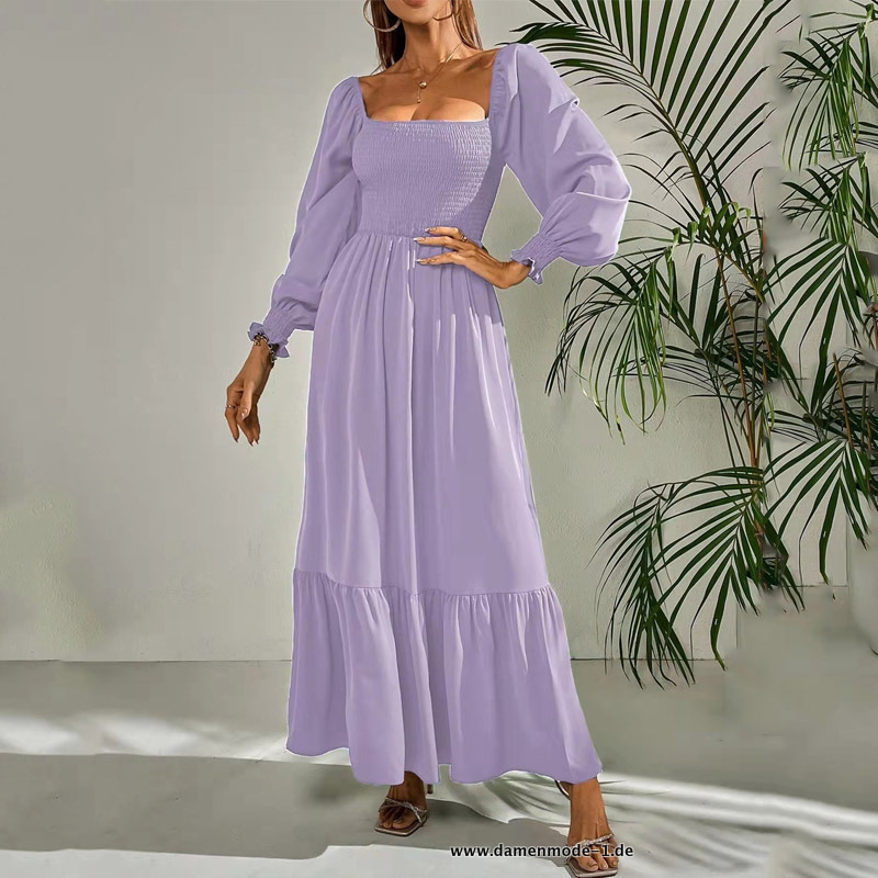 Damen Boho Vintage Sommerkleid in Lila