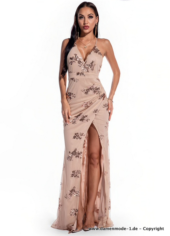 Cut Out Sexy Bodycon Party Kleid mit Stick in Champagne