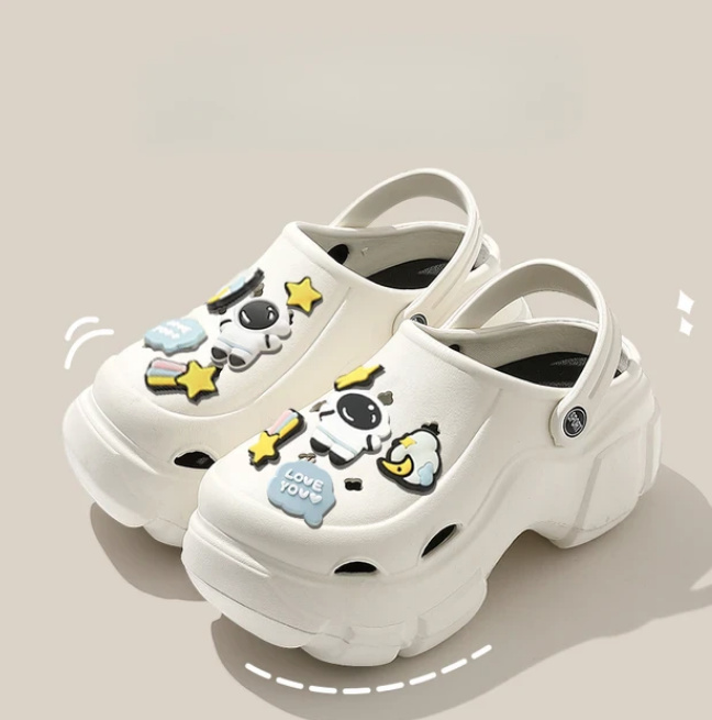 Plateau Damen Cartoon Clogs Clara in Weiß