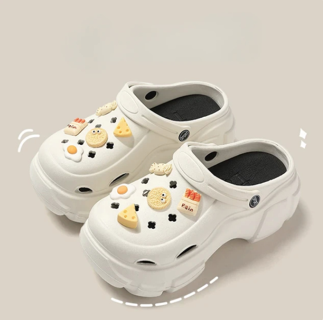 Plateau Damen Cartoon Clogs Caro in Weiß