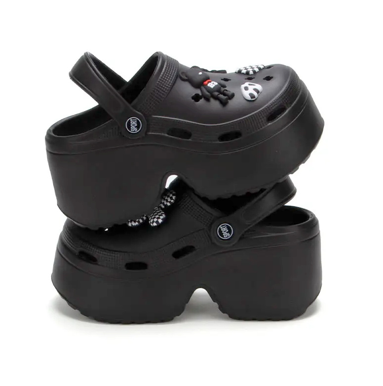 Plateau Sommer Clogs für Damen in Schwarz