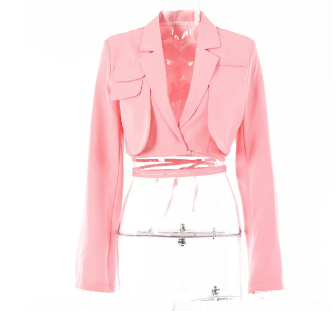 Neue Mode Damen Blazer Aimée zum Wickeln in Rosa