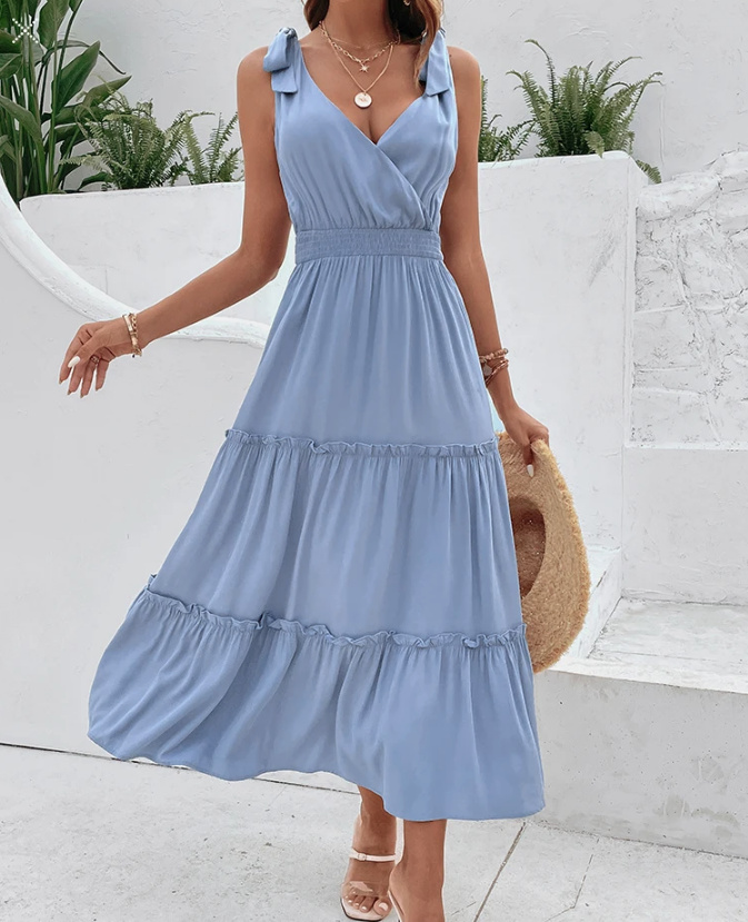  A Linie Maxi Sommerkleid Arianna in Hellblau