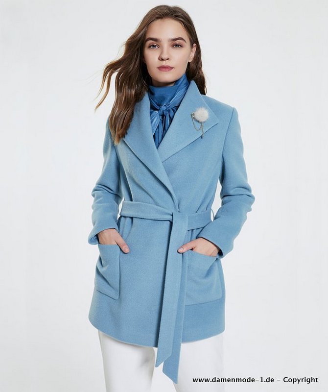 Kurze Outwear Jacke Mit Gürtel Elegant in Hellblau