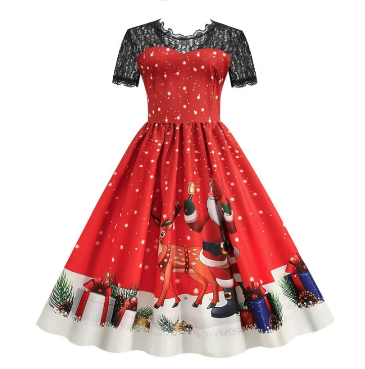 Vintage Style Rockabilly Weihnachtskleid Chiara Knielang mit Ärmel