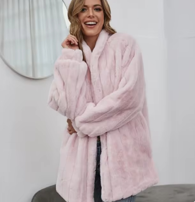 Warme Winter Plüsch Jacke Chloé für Damen Rosa