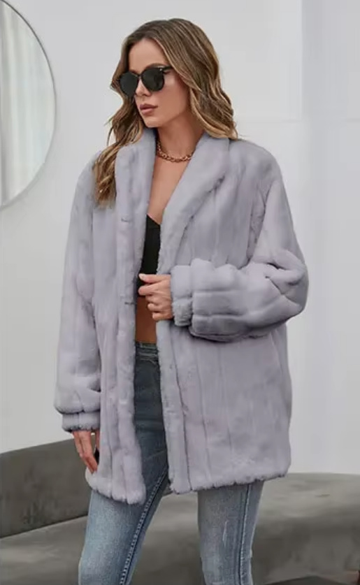 Warme Winter Plüsch Jacke Chloé für Damen Silber