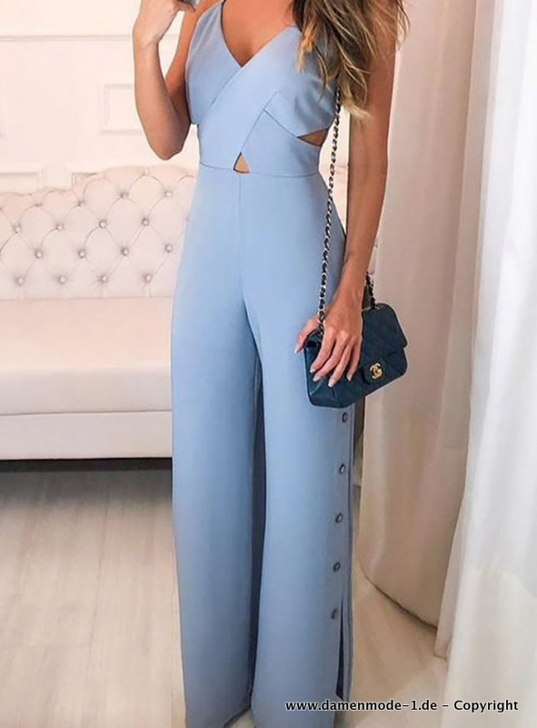 I Linie Jumpsuit Einteiler Overall Lang mit Kreuzmuster