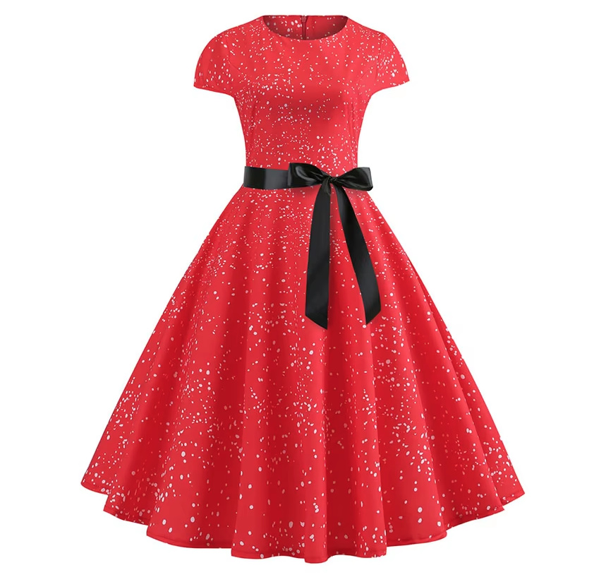 A Linie Vintage 60er Rockabilly Kleid Cécile Knielang in Rot