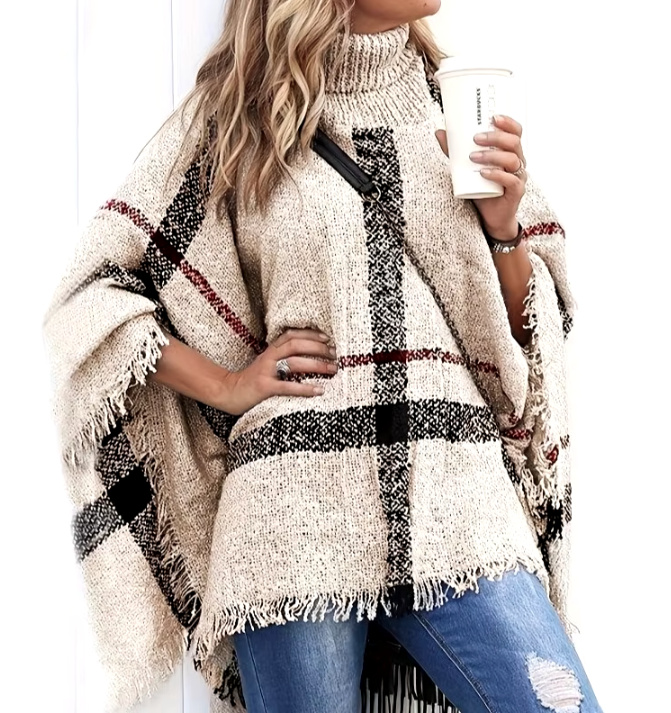 Damen Poncho Christel Strickjacke Beige