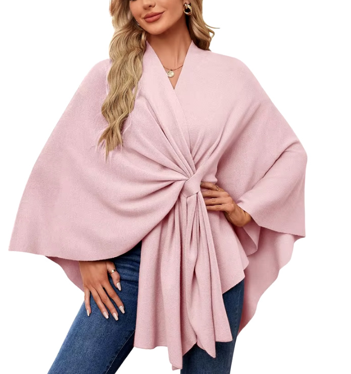 Elegantes Damen Kaschmir Cape Poncho in Rosa