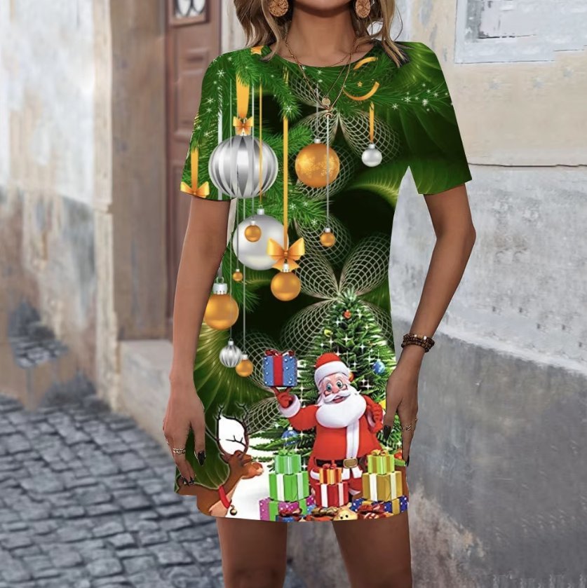 Kurzarm Hängerchen Weihnachts Kleid Constance Kurz