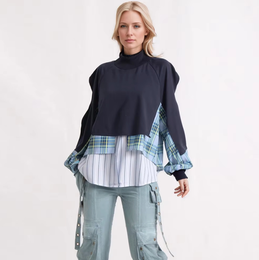 Patchwork Damen Sweater Dafne Lässig Elegant